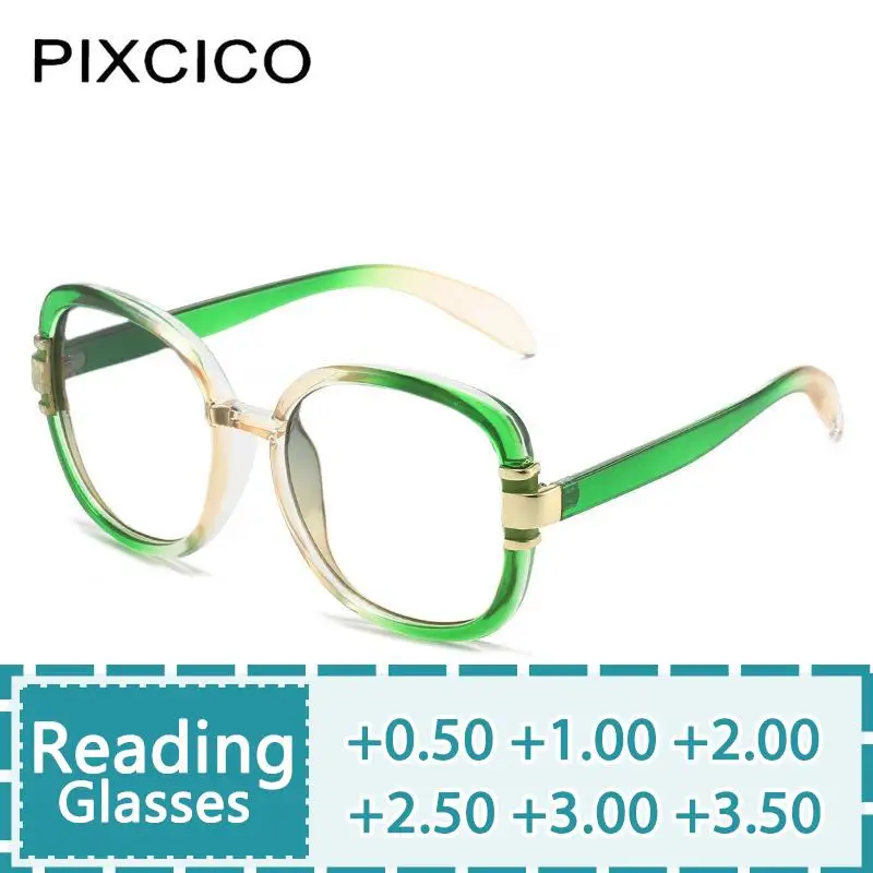 

R56645 Retro Large Size Round Reading Glasses +1.00 +2.00 +3.00 Women Fashion Gradient Color Frame Presbyopic Glasses