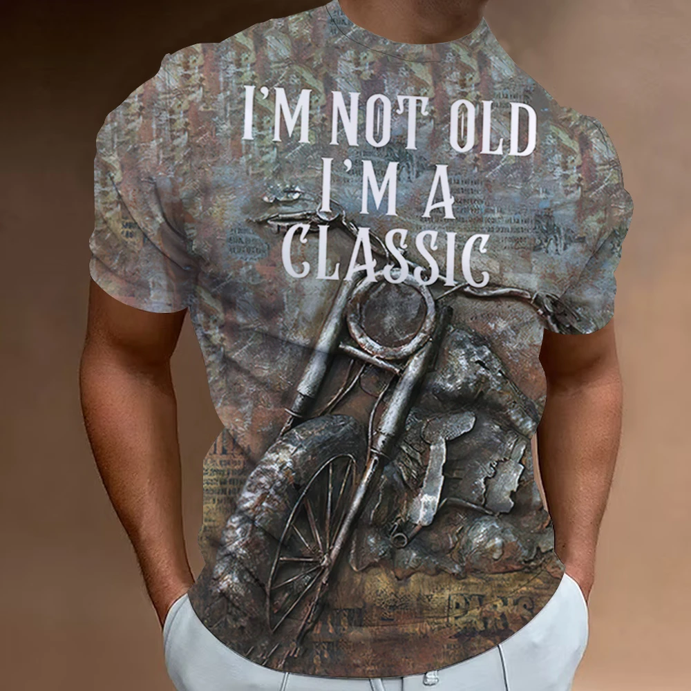 

Vintage Motorcycle T-shirt Men 3D Car Print Short Sleeve Tops Street Ride Biker T Shirt For Mens T Shirt Oversized Tee Shirt Man