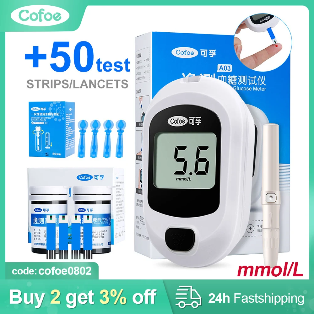 

Cofoe Yice A03 Blood Glucose Meter With Test Strips Blood Sugar Used Monitor For Diabetes to Measure Glucose in Pregnant Women
