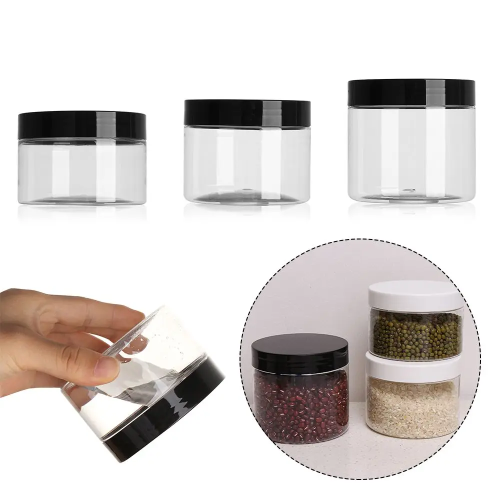 

Empty Plastic Clear Cosmetic Jars Makeup Face Cream Sample Storage Bottles Wide Mouth Food Container