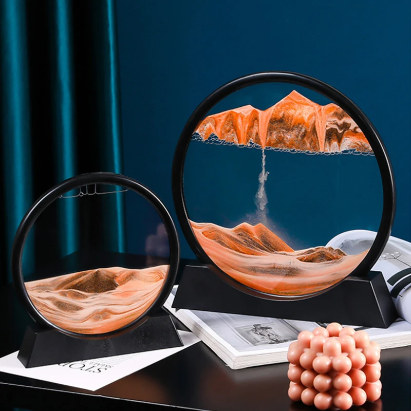 

Hourglass Sand 3D Round Glass Deep Sea Sandscape Motion Display Flowing Sand Frame Figurines Home Decor Crafts Miniatures