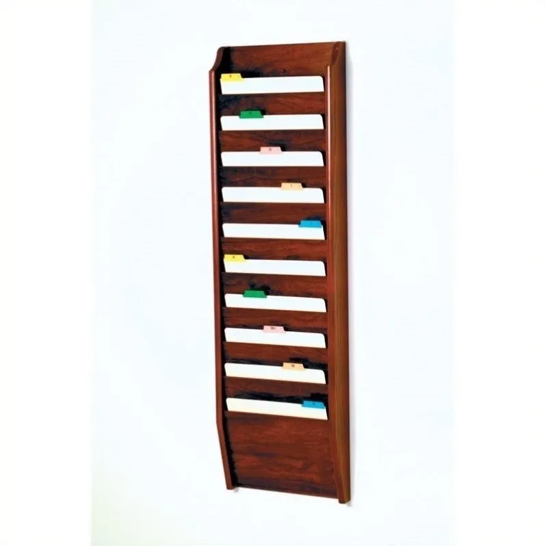 10 Pocket Chart Holder in Mahogany