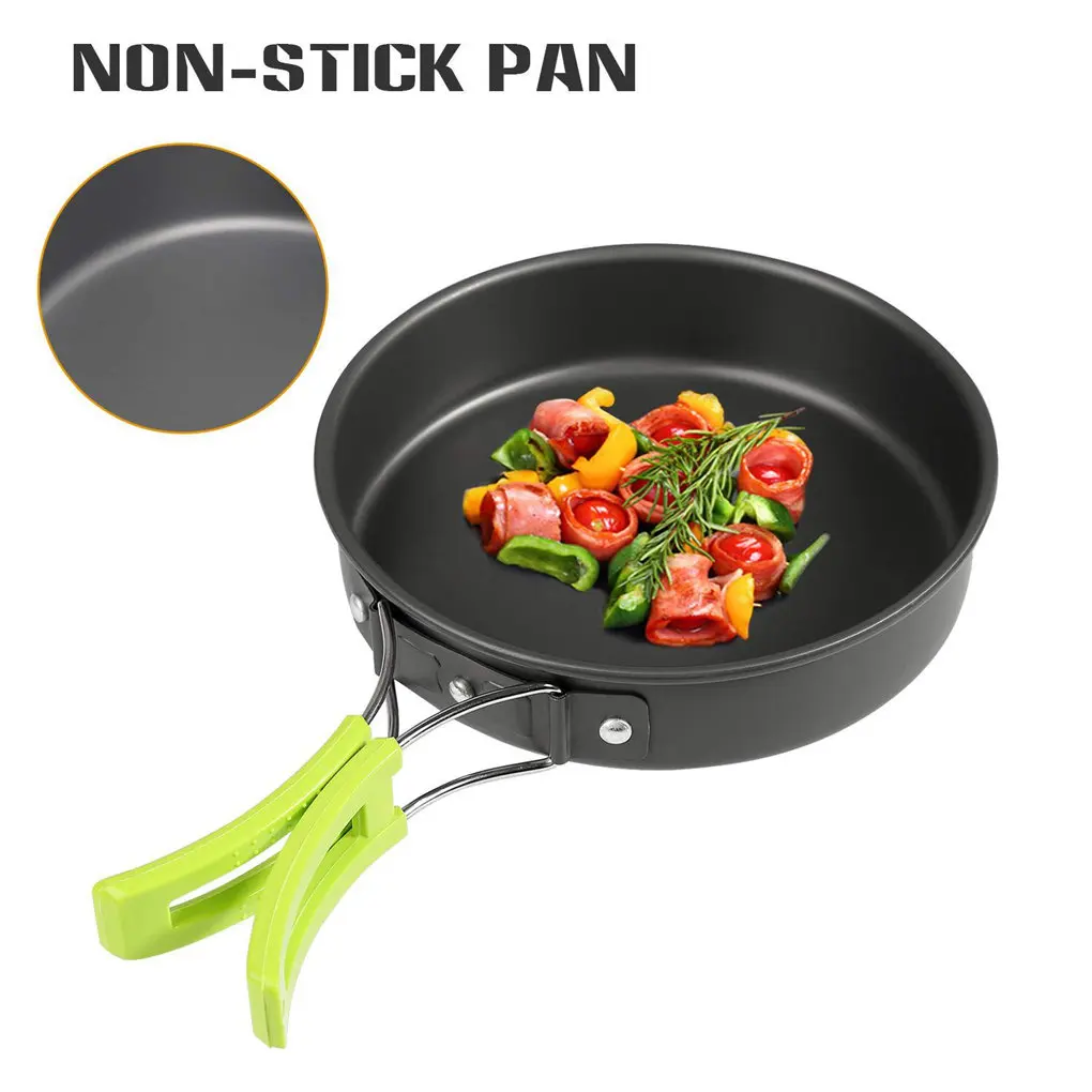 

9 Pcs Camping Cookware Set Aluminum Nonstick Portable Outdoor Tableware Kettle Pot Cookset Cooking Pan Bowl for Hiking Picnic