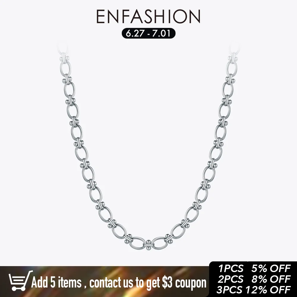 

ENFASHION Aesthetic Beads Chain Circles Necklaces For Women Gold Color Necklace Party Stainless Steel 2020 Fashion Jewelry P3152