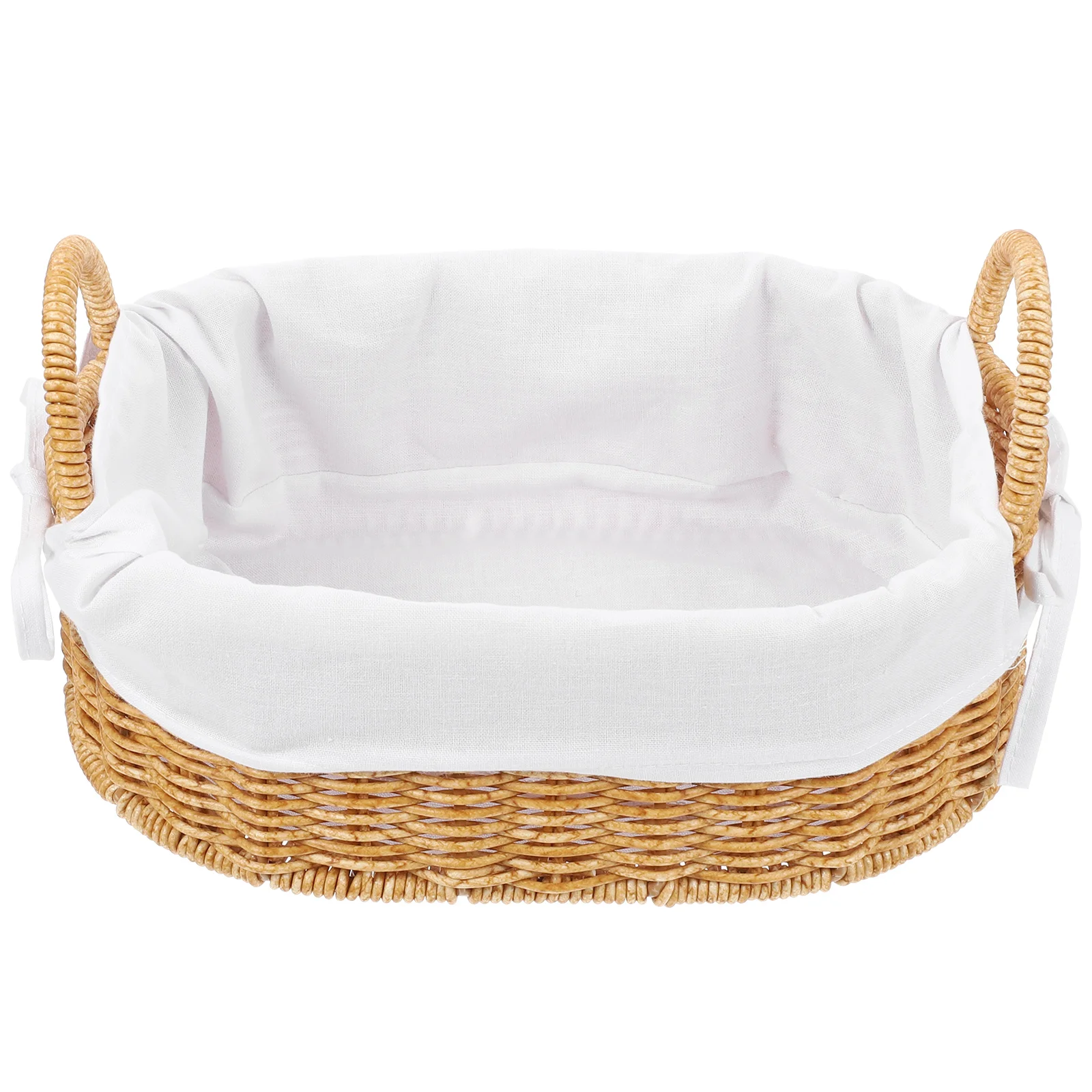 

Basket Woven Storage Organizer Desktop Bins Desk Wicker Bread Serving Paper Fruit Sundries Holder Decorative Water Container