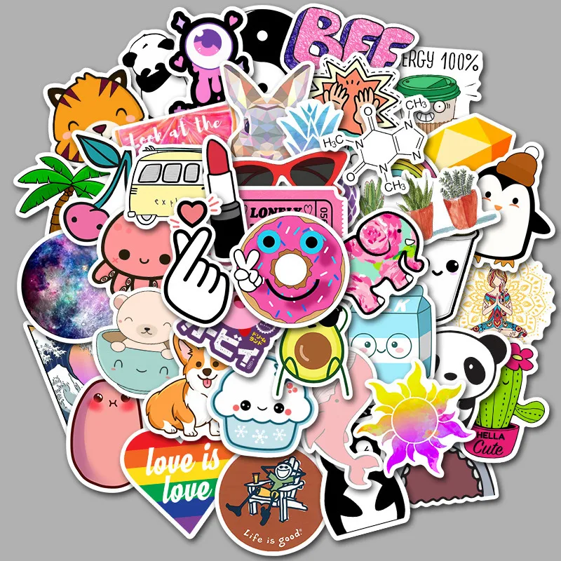 

50PC Per Pack Cute Fresh and Explosive Cartoon Luggage Stickers Waterproof Guitar Skateboard Stickers