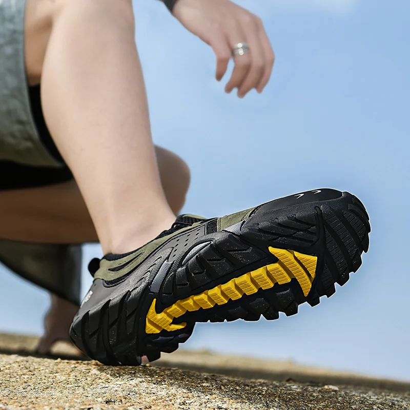 JIEMIAO Summer Men's Hiking Shoes Mesh Breathable Outdoor Men Sneakers Non-Slip Mountain Climbing Trekking Shoes