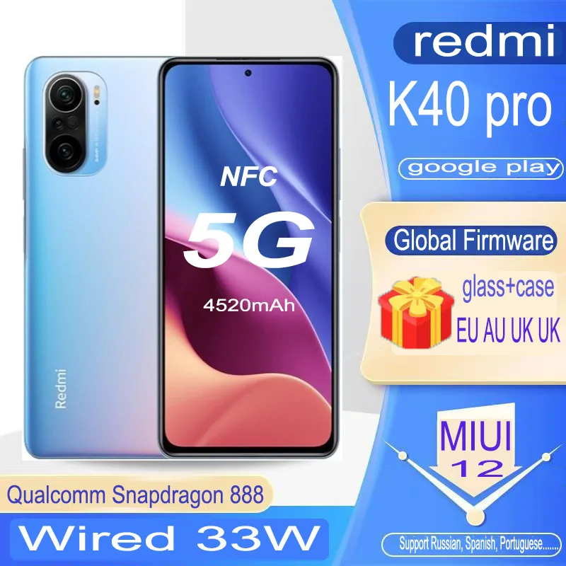 Najtaniej 67W NFC Globalny ROM Xiaomi Redmi K40 Smartfon Do Gier 8GB/12GB 256GB Android 11 MIUI 12.5 Osiem Rdzeni 1200 Rdzeń Octa