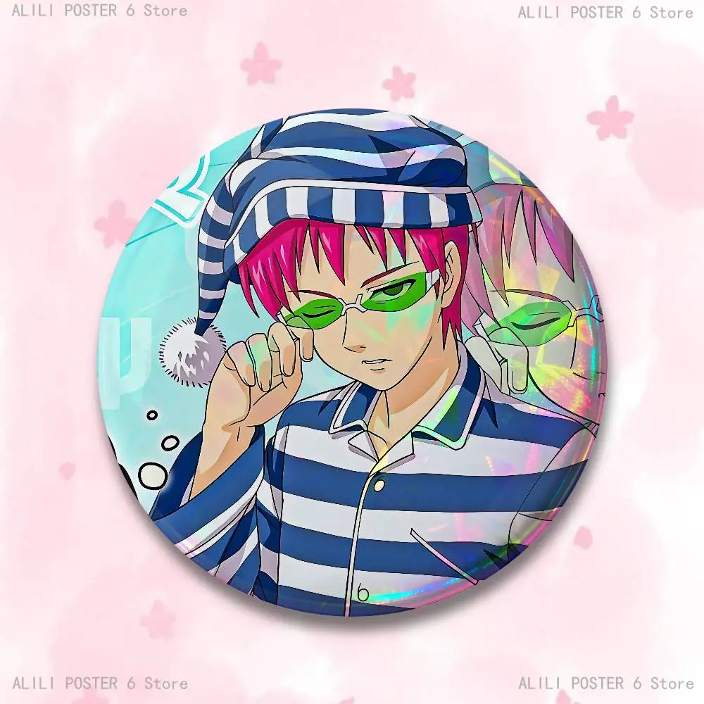 Фото Значки S-Saiki K D-Disastrous L-Life 25 32 44 58, 75 мм, круглая булавка для косплея, сумка, декор, фанаты, коллекционные друзья, подарки, брошь, сувенир №5
