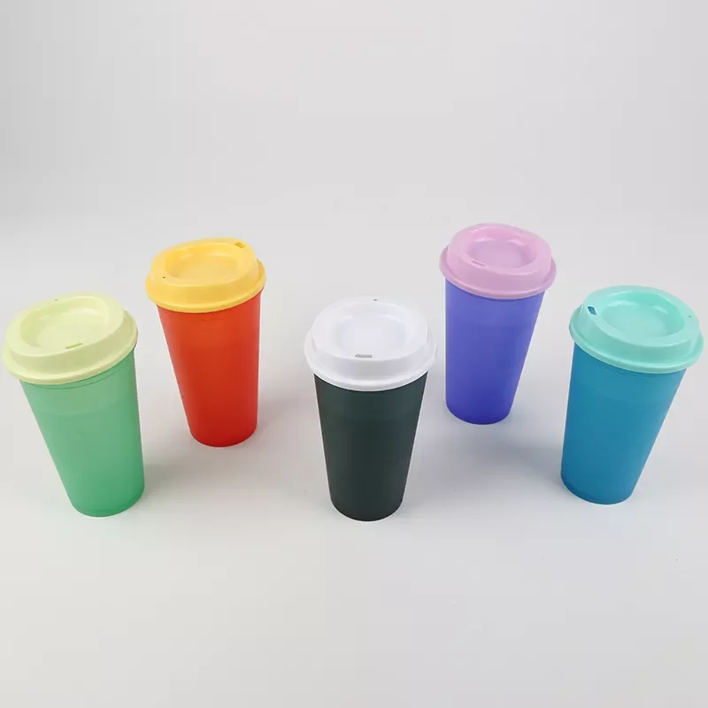 

5PCS Reusable Color Changing Cold Cups Summer PP Material Coffee Mugs Water Bottles With Straws Set For Family Friends Cup