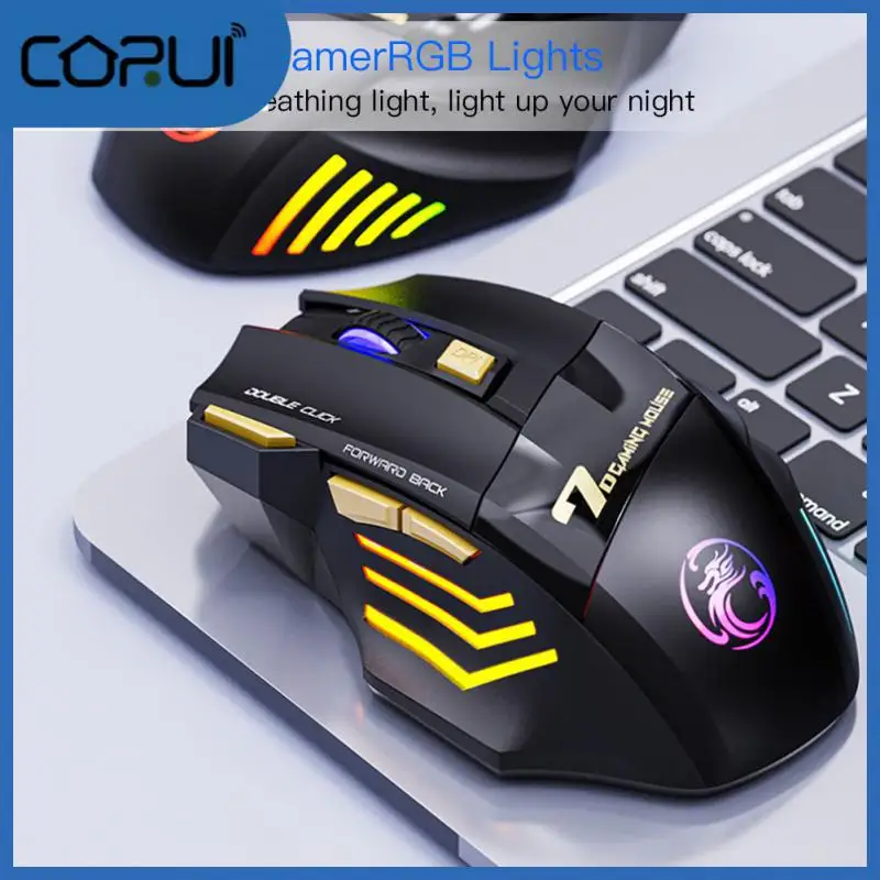 

Colorful Rechargeable Gaming Mechanical Mouse Wireless Mouse 3200dpi Gaming Mouse For Game Computer Tablet Pc 7 Button