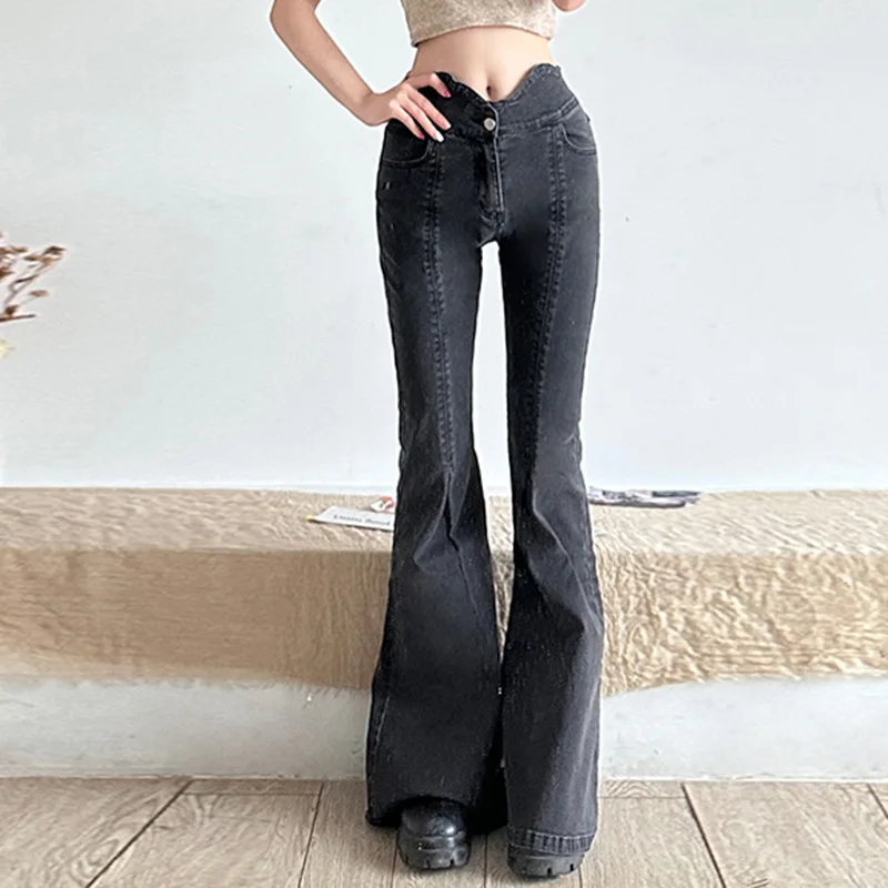 

Женские нестандартные брюки-карго Fairycore, узкие винтажные готические модные брюки, уличная одежда, шикарные однотонные брюки с высокой талией