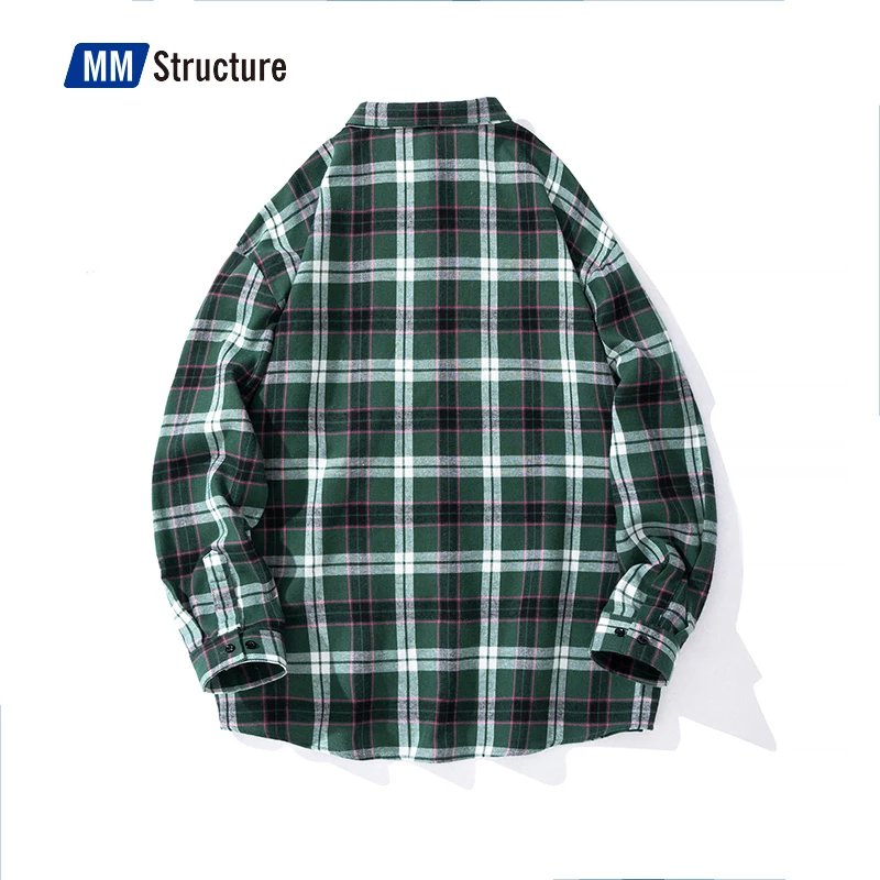 Men Oversized Cotton Plaid Shirt 2022 Hip Hop Up Long Sleeve Couple Korean Harajuku Clothing Male Japanese Blouse |