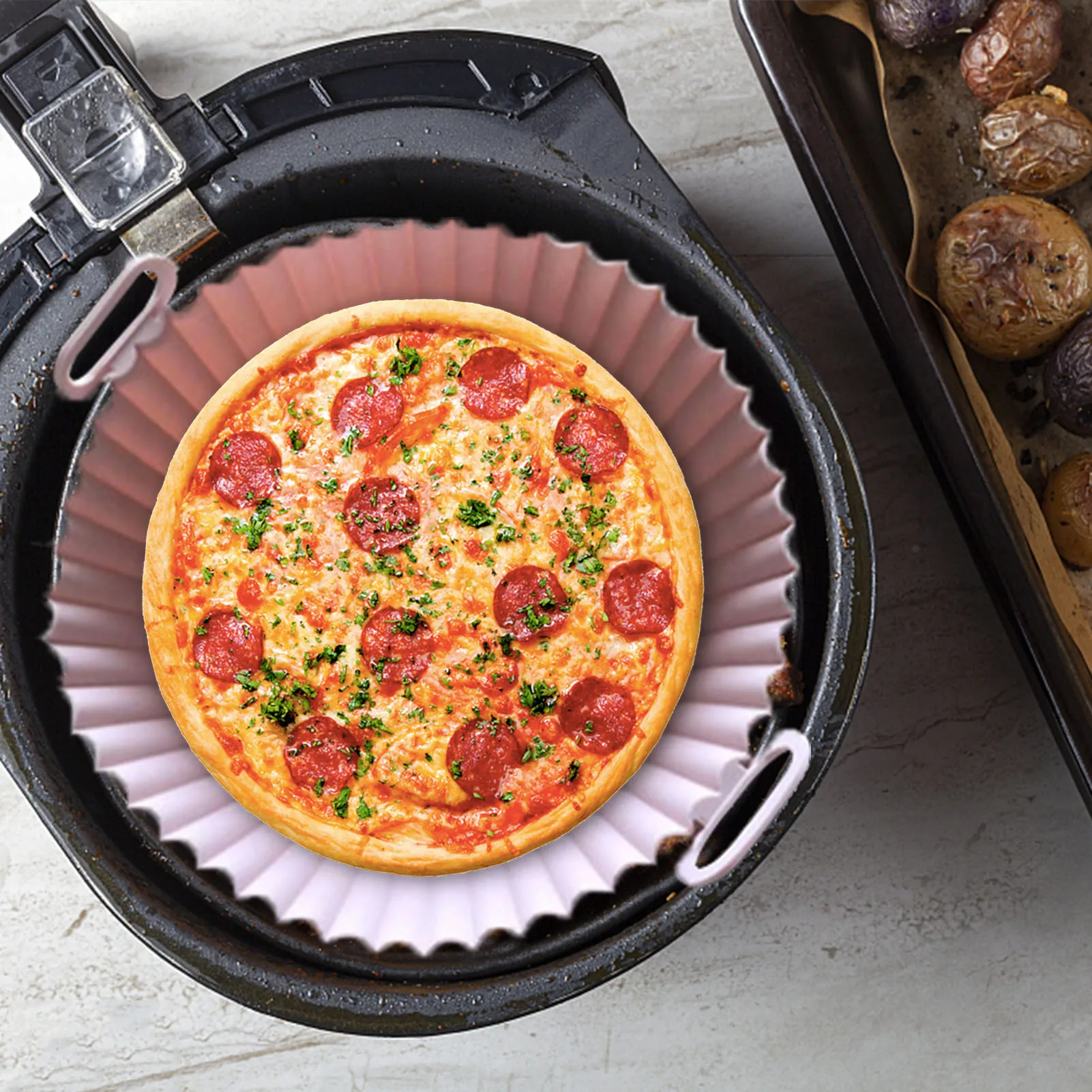 

Силиконовая подкладка для фритюрницы, многоразовый горшок для фритюрницы, аксессуары для духовки, круглая Безопасная замена бумаги для фри...