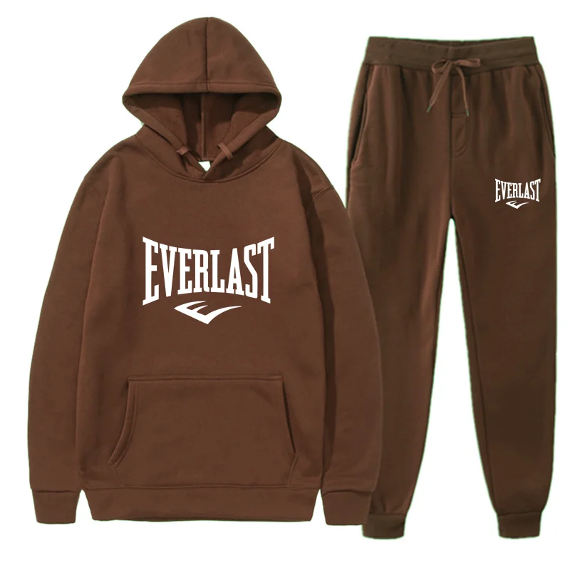Модный мужской спортивный костюм EVERLAST с капюшоном одежда для фитнеса и спортзала