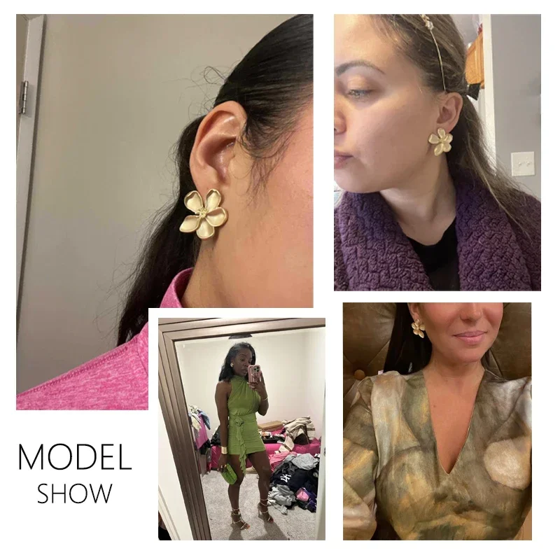 Showfay шикарные металлические серьги золотого цвета в стиле ретро с цветами для