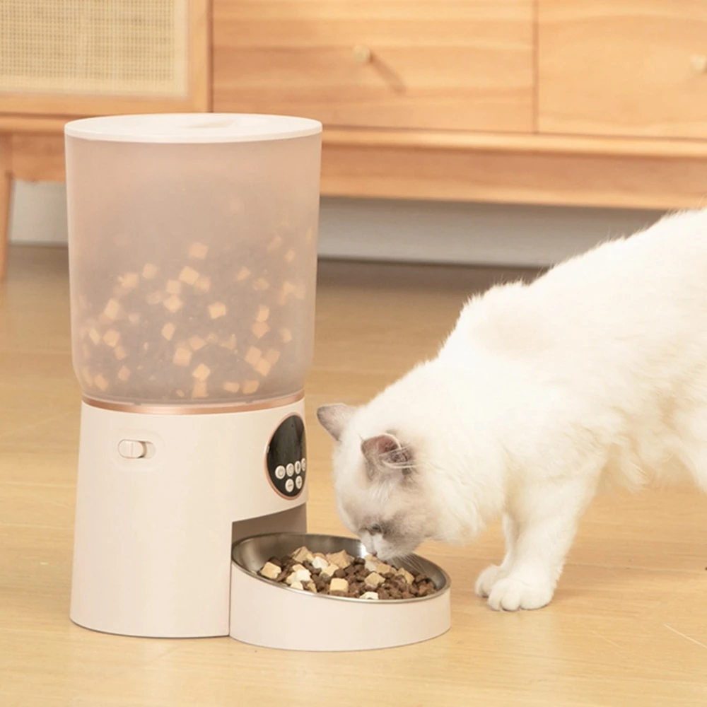 4L Automatic Pet Feeder Button Version Auto Cat Food Dispenser Smart Control Timing Quantitative Pet Feeder For Cat Dog Dry Food