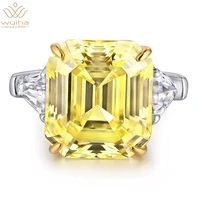 wuiha luxury solid 925 sterling silver emerald cut yellow sapphire created moissanite gemstone wedding party ring for women gift
