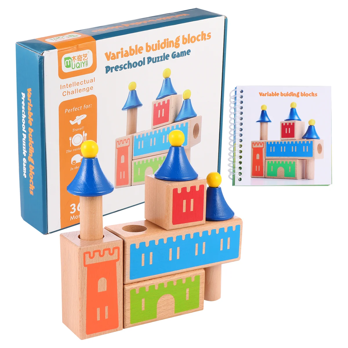 

Kids Wooden Building Blocks Set Baby Learning Toys Castle Building Block