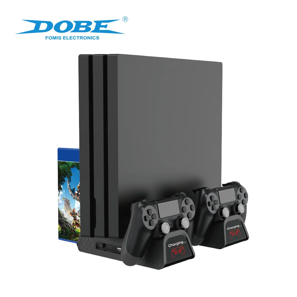 PS4 Slim Pro Multifunctional Cooling Stand with Dual Charging Dock Disc Storage Bracket