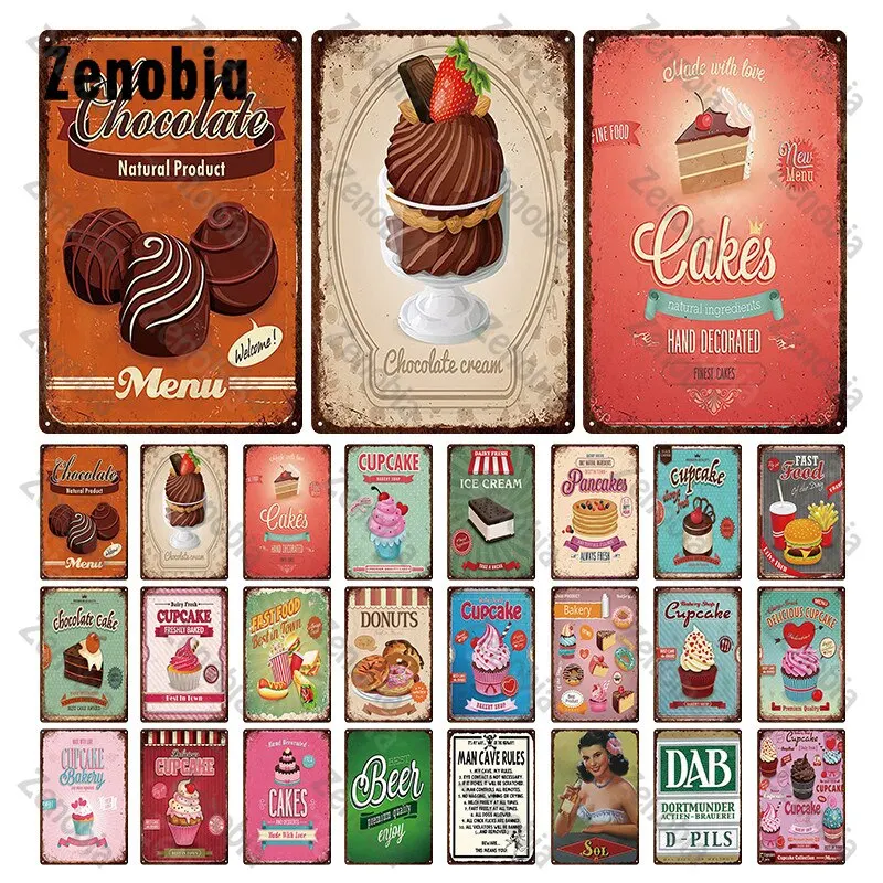 Настенные стикеры в стиле ретро естественное меню продукта жестяные знаки