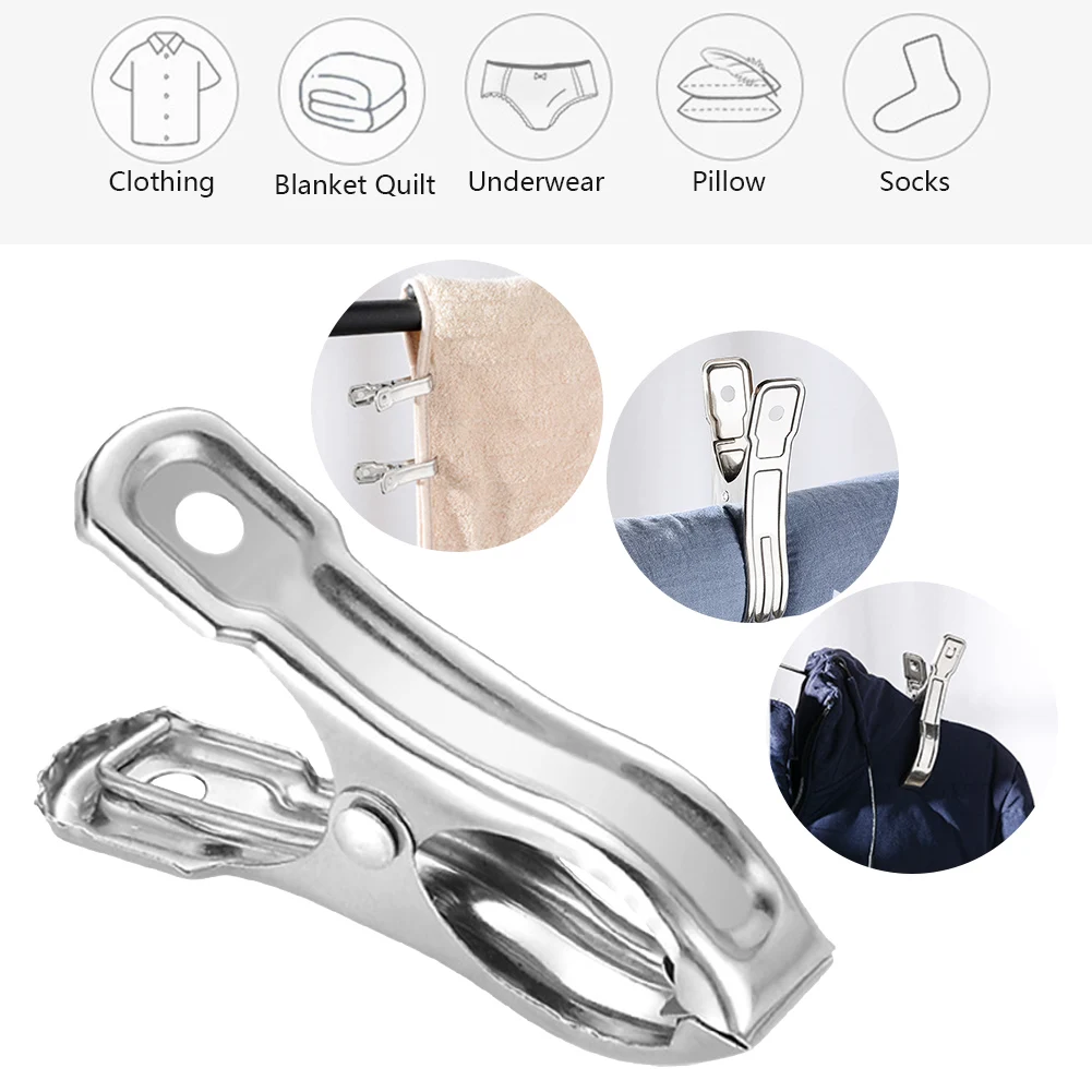 

60pcs Beach Fixing Garden Windproof Clamp Greenhouse Stainless Steel Garden Clip Home Clothes Storage Holder Clip Fixed Clamp