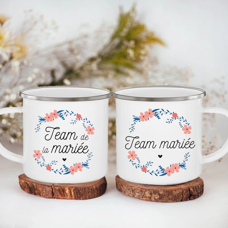 

Team De La Mariée Print Mug Creative Bridal Shower Party Coffee Mugs Bridesmaid Drink Dessert Wine Cup Maid of Honor Cups Gifts