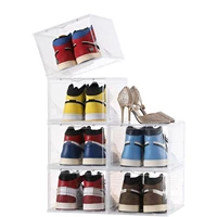 transparent aj shoe box stackable clear shoe organizer large storage rack high top dustproof aj shoe containers display sneakers