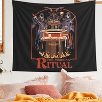 black skull grim reaper tapestry coffee morning ritual home dorm wall decor personality wall cloth carpet camping mat bedspread