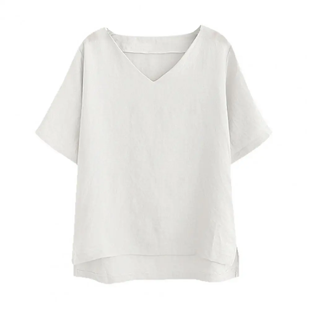 Летняя Повседневная футболка с V-образным вырезом коротким рукавом топ