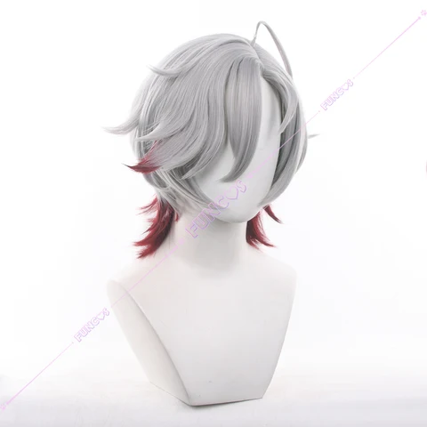 Косплей парик Illuga Genshin Impact серебристо-серый красныйgradient