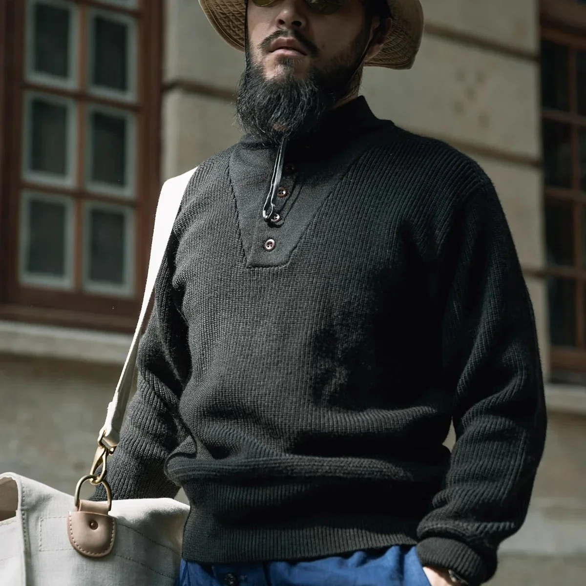 Прочный свитер Bronson с высоким воротом в винтажном стиле мужской пуловер милитари