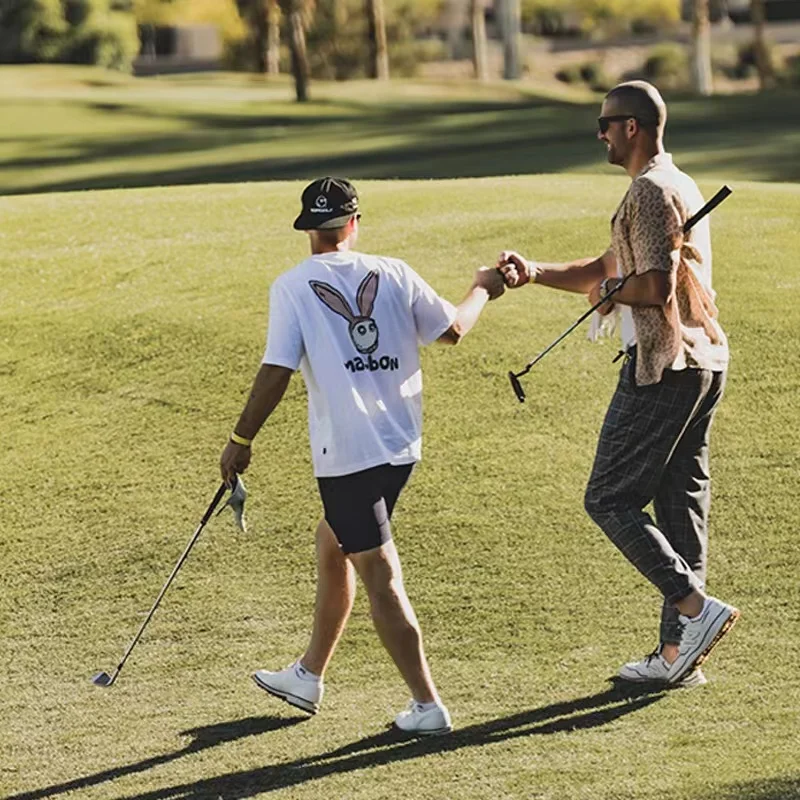 2023 New Rabbit Print Summer Golf Clothes Men's and Women's Universal Pure Cotton Breathable Golf Wear T-shirt