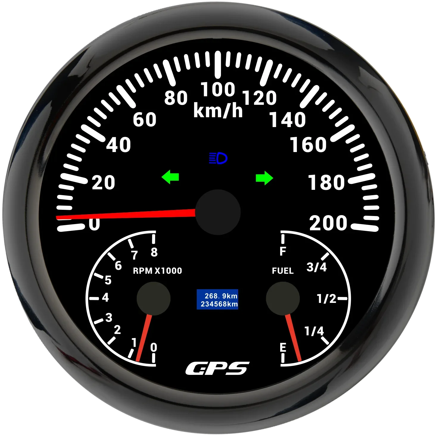 Фото 3 в 1 Многофункциональный новый 110 мм 0-120 км/ч 0-200MPH GPS спидометр с тахометром 0-8000 об/мин Датчик уровня топлива Автомобиль Лодка Морская №4