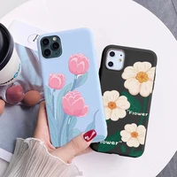 ins art color block flower phone case for iphone 11 12 13 mini pro max xr x xs max 7 8 plus se 2020 soft silicone tpu back cover