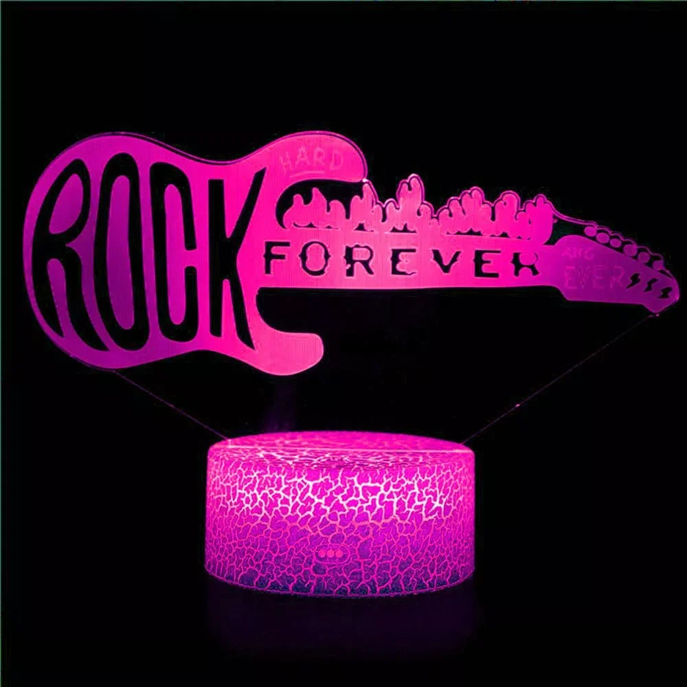 night light rock band guitarist music symbol LOGO commemorative pop music logo model ornaments statue gift lamp LED USB light