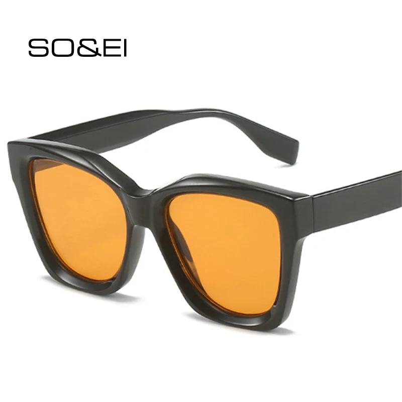 

SO&EI Fashion Square Women Polygon Gradient Sunglasses Shades UV400 Vintage Trending Men Orange Tea Sun Glasses