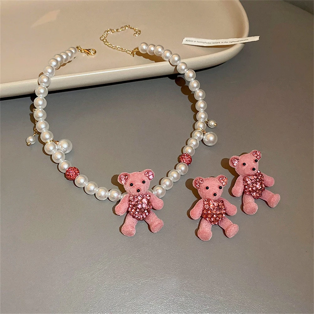 

Lovely Animals Crystals Bridal Jewelry Sets Imitation Pearls Jewellry Sets for Women Necklace Earrings Wedding Party Gift
