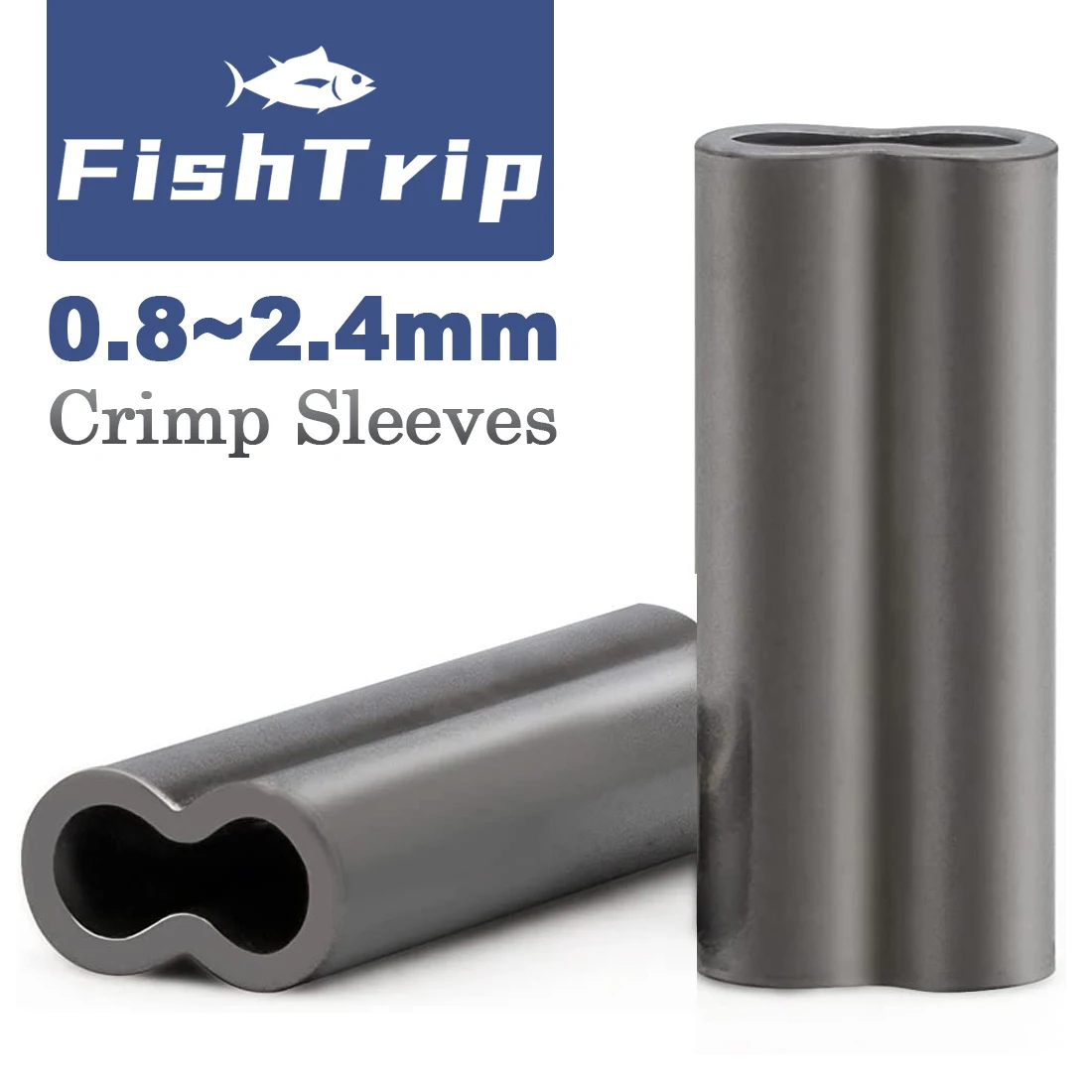 

FishTrip Fishing Crimp Sleeves Barrel 50~200Pack High Strength Copper Single Double Fishing Wire Tube Connector Terminal Tackle