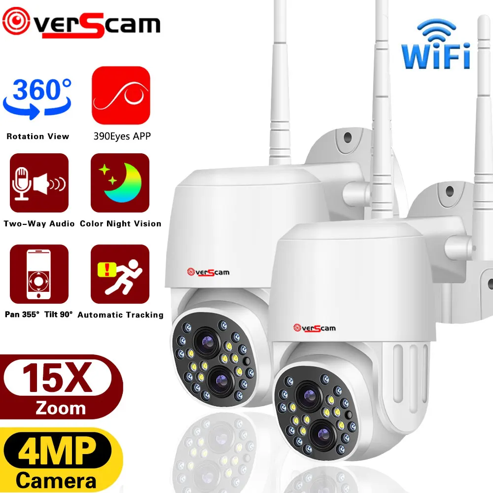 

HD 4MP Dual Lens PTZ WiFi IP Camera Outdoor 2K 4+12mm 15X Hybrid Zoom Video Surveillance Auto Tracking CCTV Security Protection