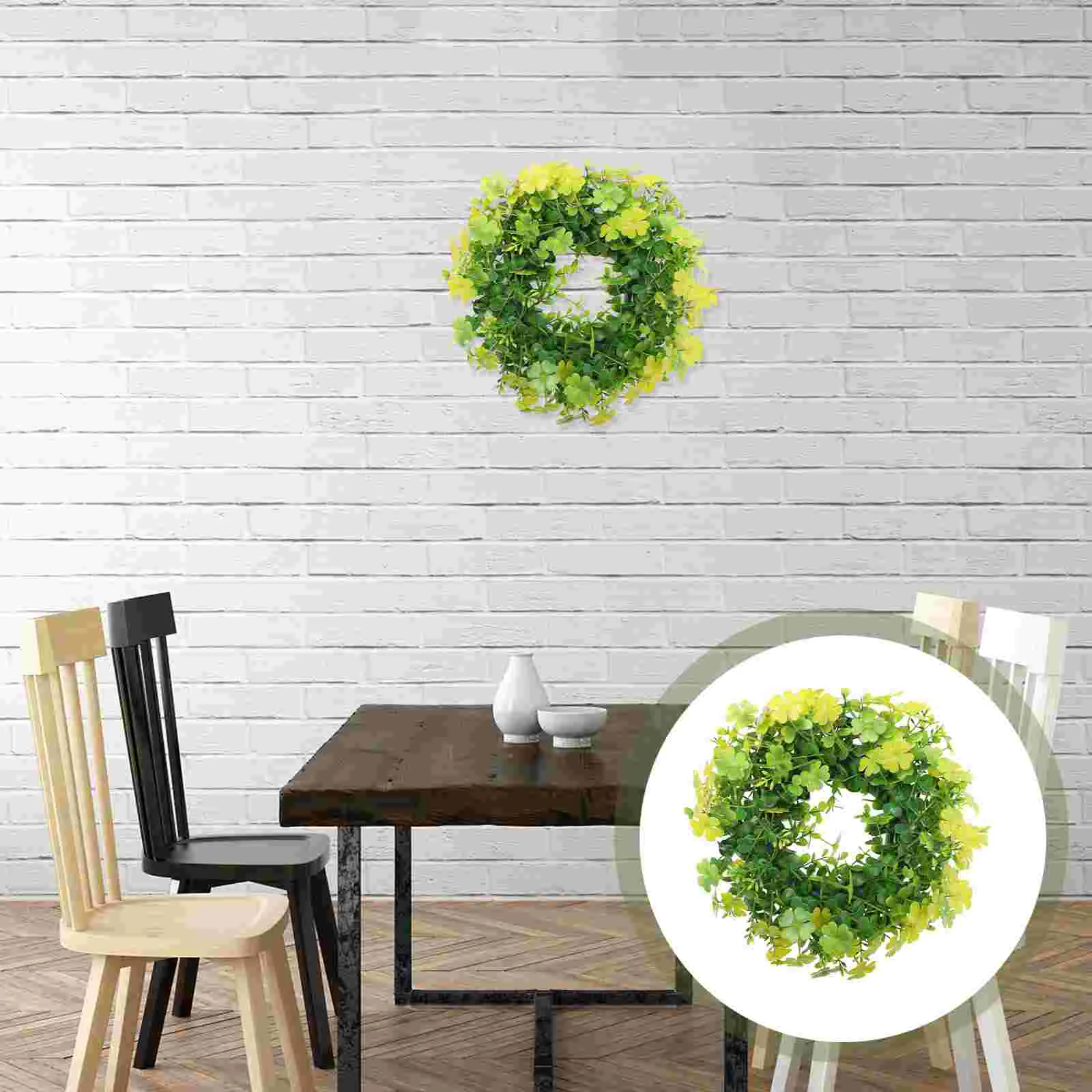 

Wreath Stday Artificial Patrick Eucalyptushanging Weddingleaf Four Garland Leaves Flower Christmas Green Decor Simulated Sign