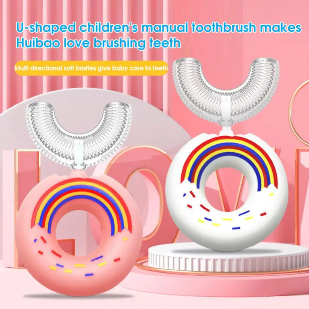 

Baby Toothbrush Silicone Manual U-shaped Baby Tooth Brushing Artifact Kid Care Toothbrush 2-6years Old Doughnut Shape