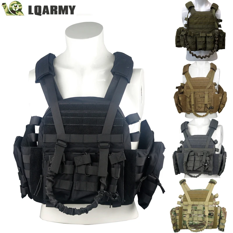 LQARMY 1000D Nylon Plate Carrier Tactical Vest Outdoor Hunting Protective Adjustable MODULAR Vest for Airsoft Combat Accessories