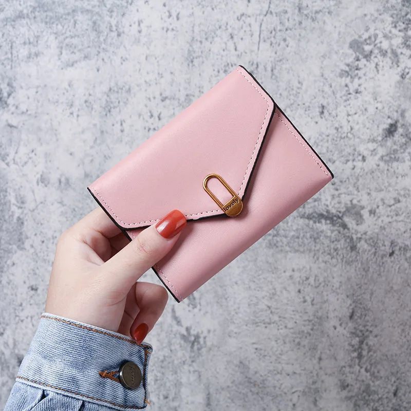 New Women's Short Wallet PU Leather Slim Simple Daily Matching Female Soft Horizontal Square Purse