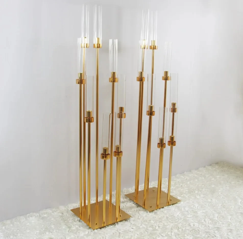 

2pc5pc 10PCS Metal Candle Holder Candlestick Flower Vase Wedding Table Centerpiece Candelabra Pillar Stand Road Lead Party Decor