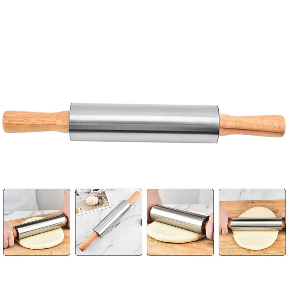 

Personalized Cookie Stamp Stainless Steel Rolling Pin Wooden Pizza Pastry Sticks