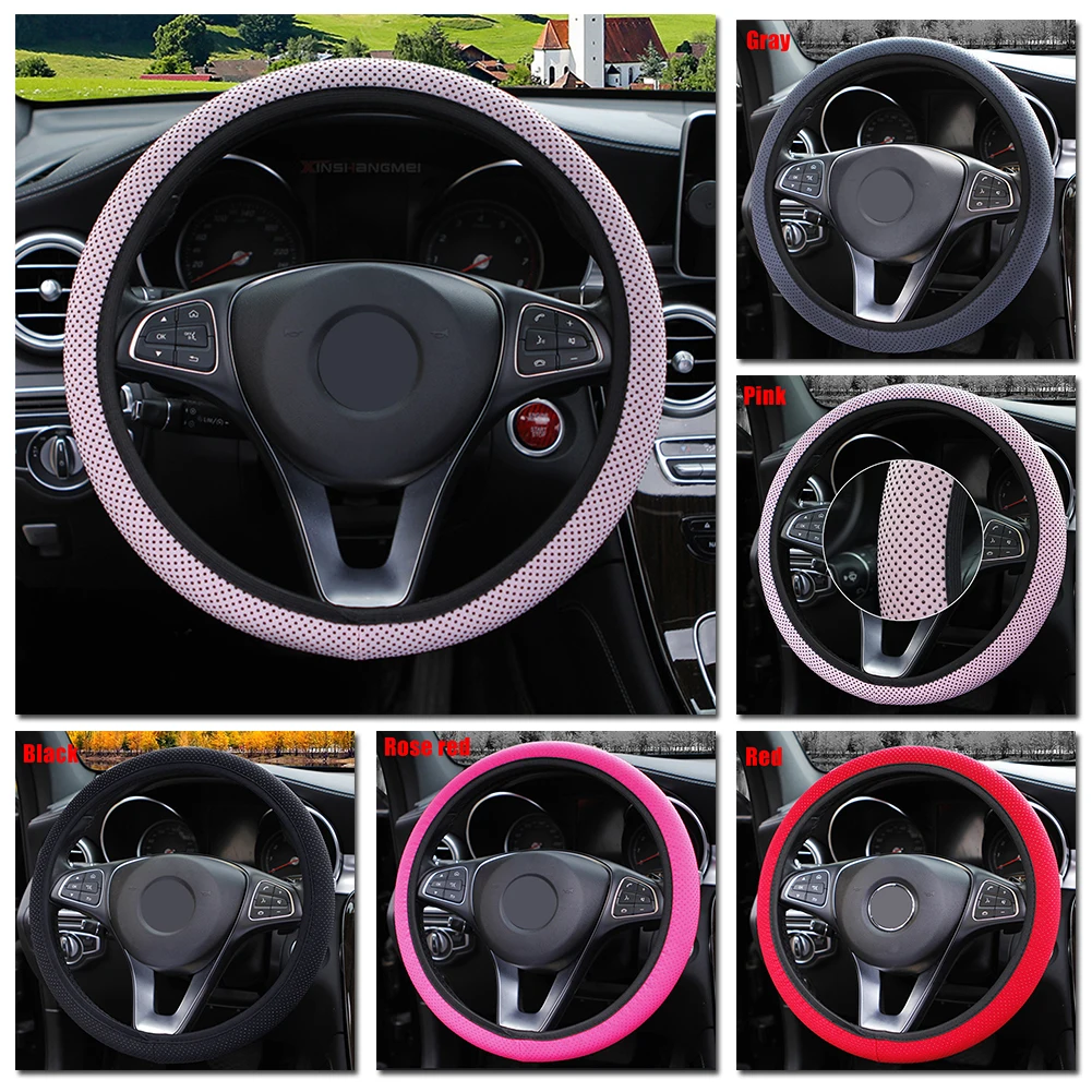 

1pc 38cm Universal Massage Particles Car Steering Wheel Cover Cap Knitted Fabric Protector Anti-Slip 37cm - 38cm For Most Models