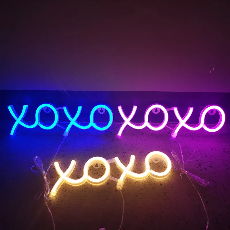 Светодиодная неоновая вывеска XOXO праздничное романтическое свадебное украшение