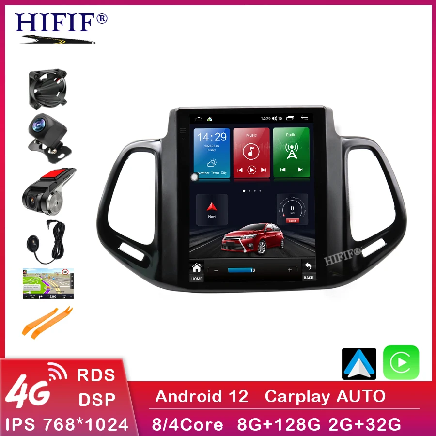 For Jeep Compass 2 MP 2016 - 2019 Android 12 Video Player Car Radio Autoradio Multimedia GPS Navigation