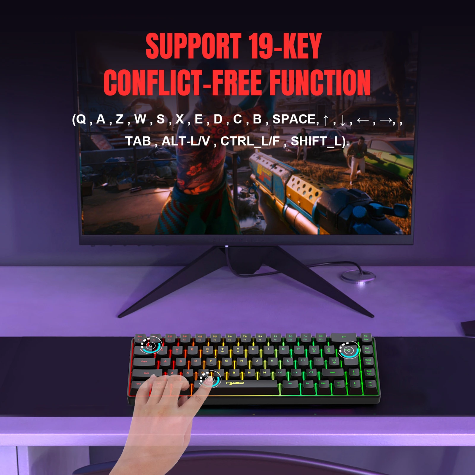 Проводная игровая клавиатура V200 K68 RGB Streamer 19-клавишная механическая с
